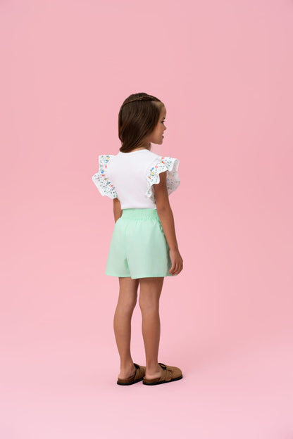 Conjunto Infantil Short Verde Água