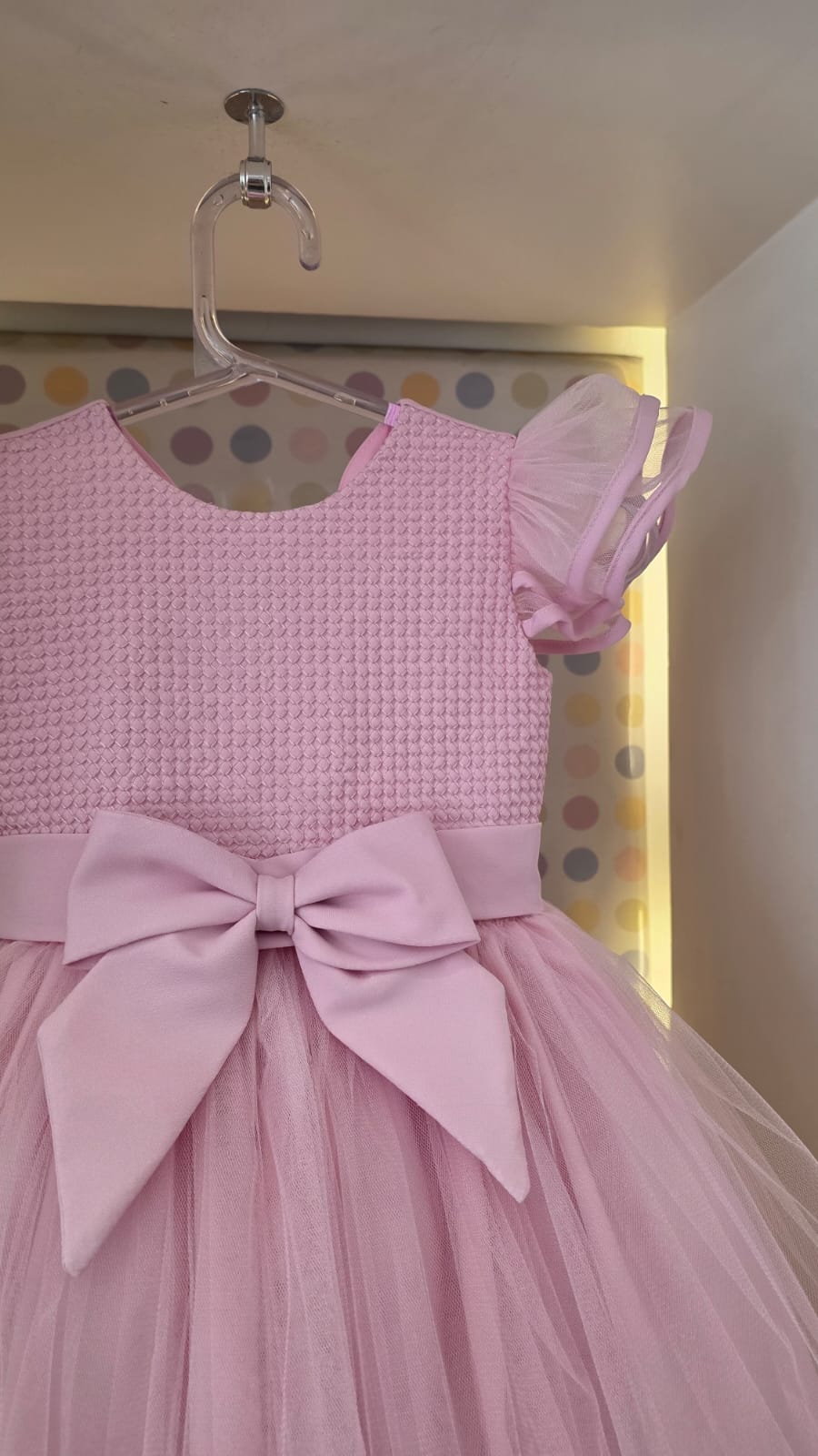 Vestido Infantil Rosa Corpo Bordado Buá