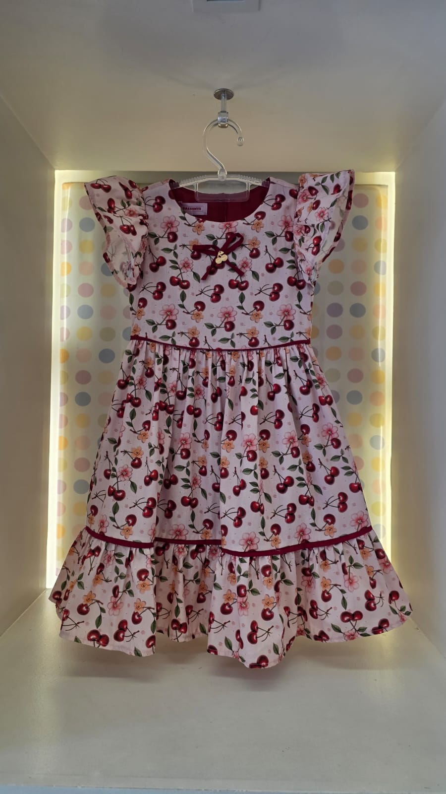 Vestido Infantil Rosa Cerejas Buá