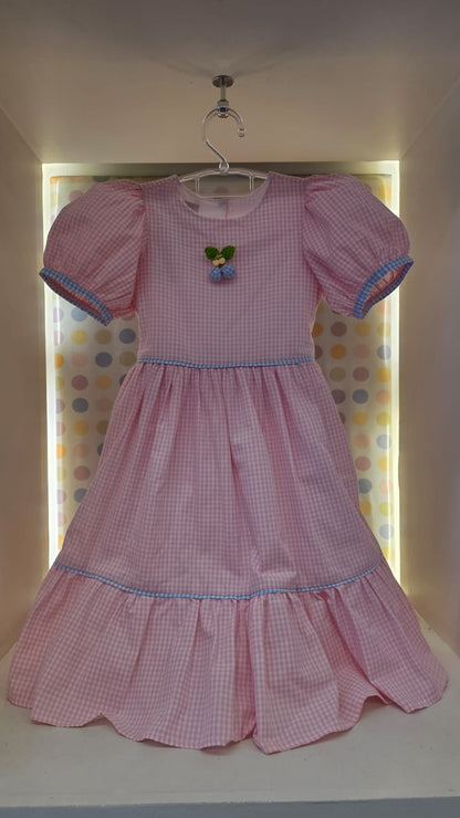 Vestido Infantil Xadrez Rosa Buá