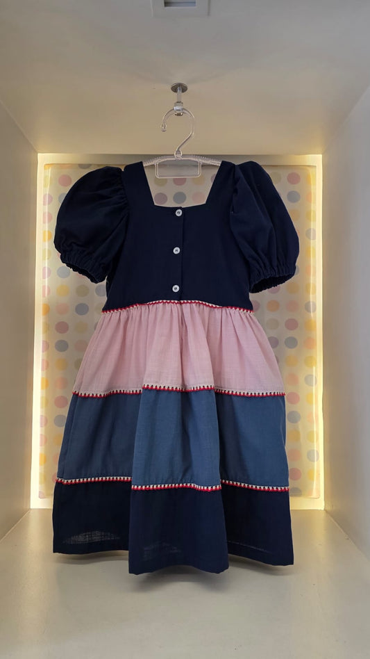 Vestido  Infantil Três Cores Cereja Buá