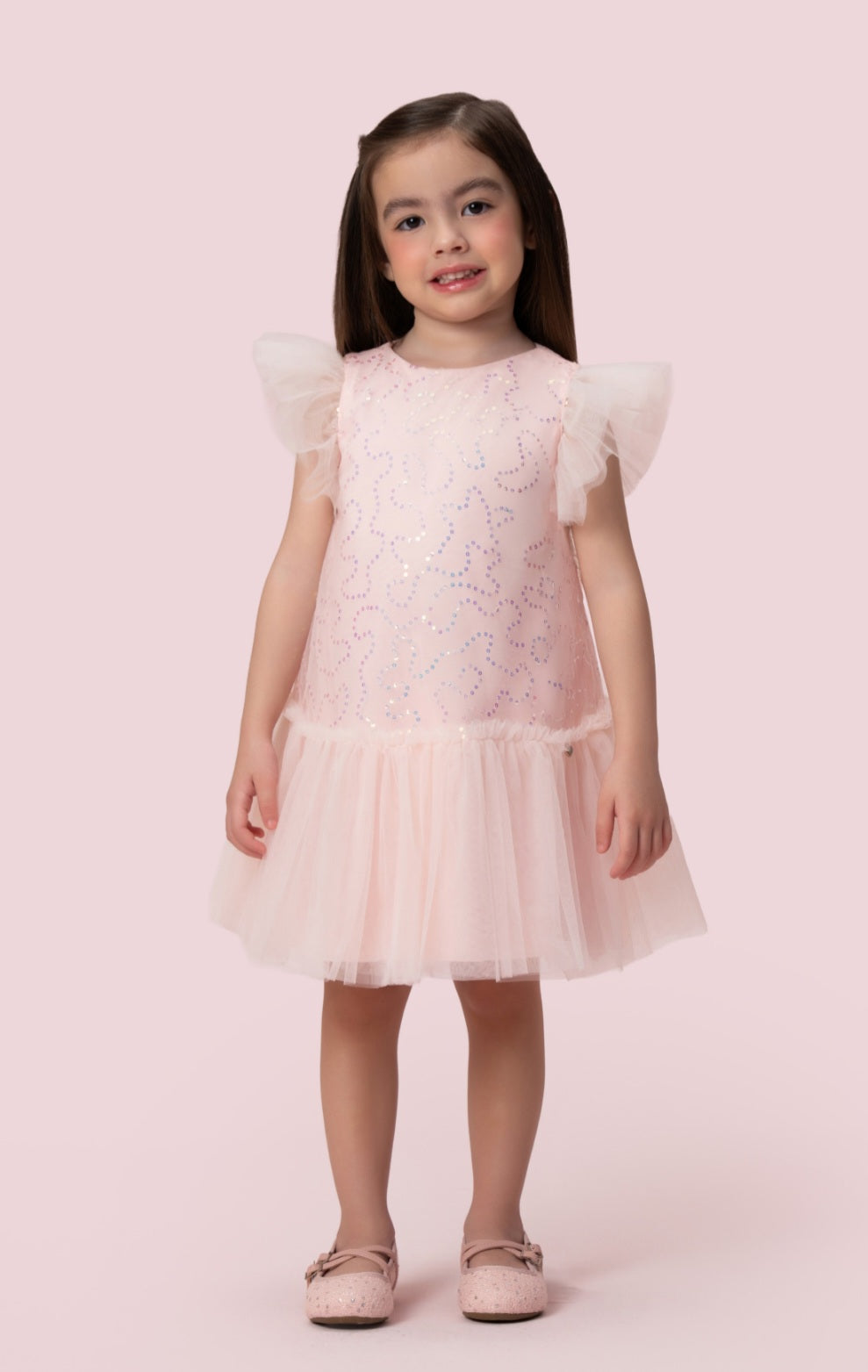 Vestido Infantil Rosa Paetê Petit Cherie
