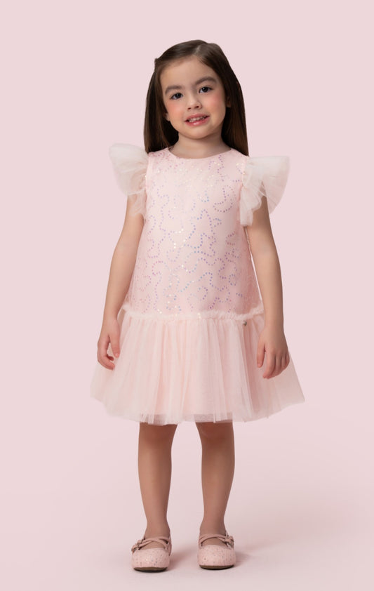 Vestido Infantil Rosa Paetê Petit Cherie