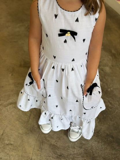 Vestido Infantil Branco Corações Buá