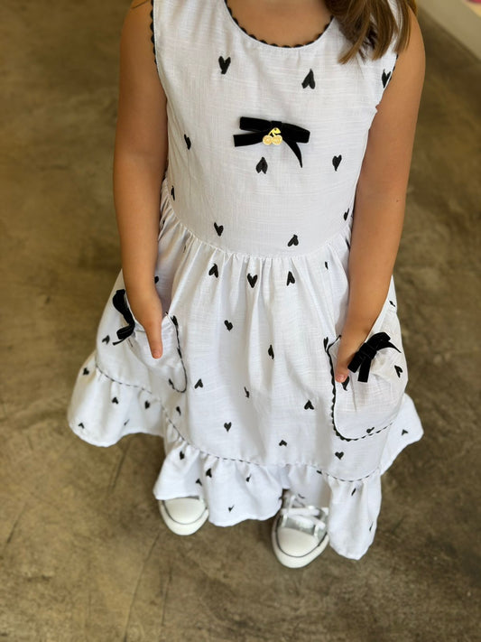 Vestido Infantil Branco Corações Buá