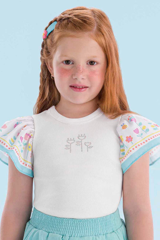 Conjunto Infantil Azul Flores Mon Sucré