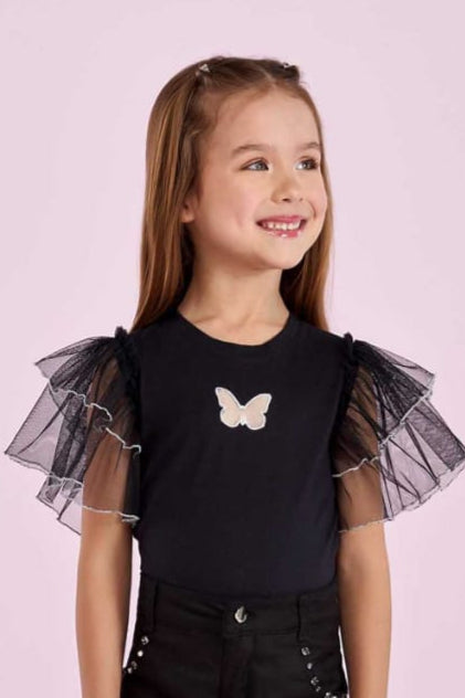 Blusa Preta Borboleta Petit Cherie