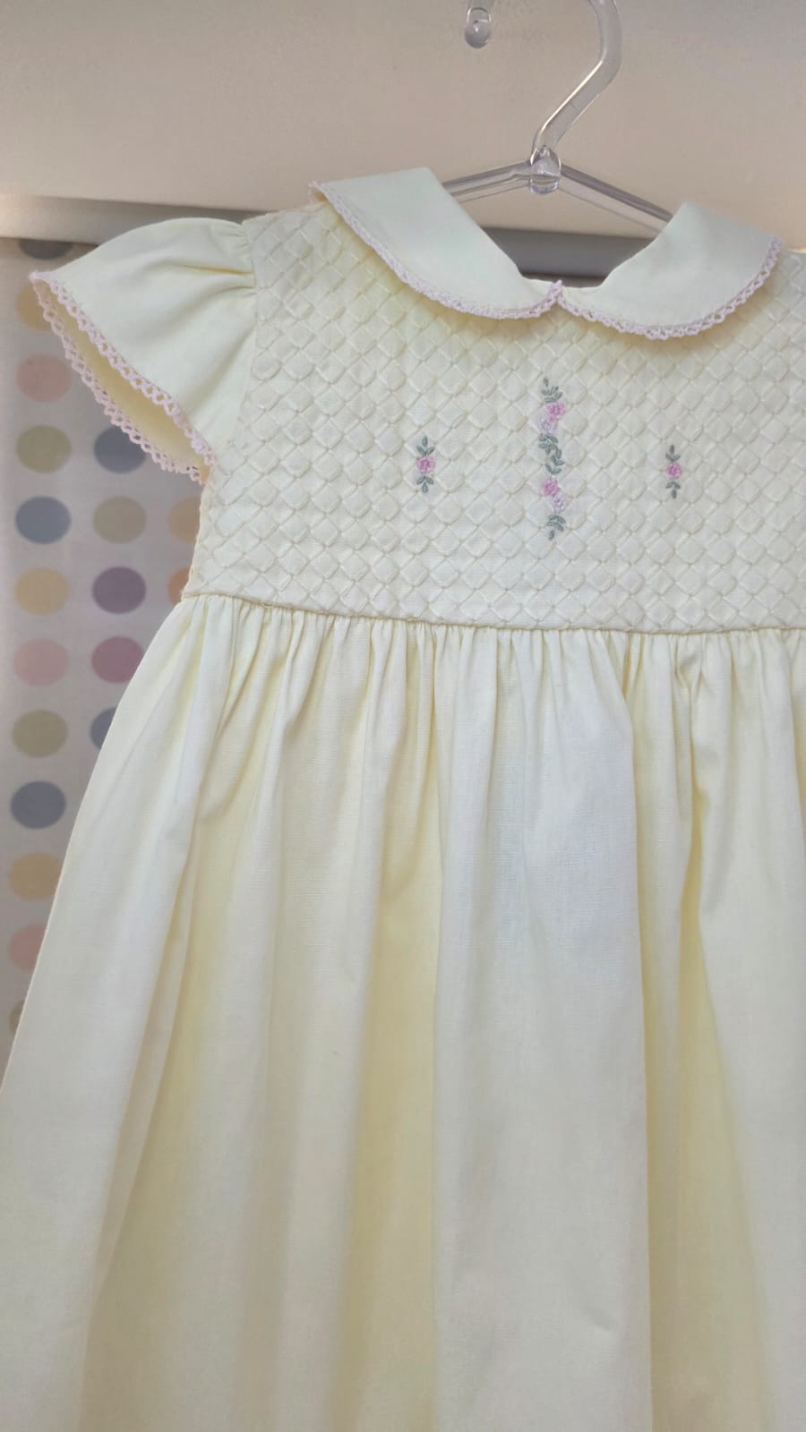 Vestido Bebê Amarelo Flor Rococó Buá