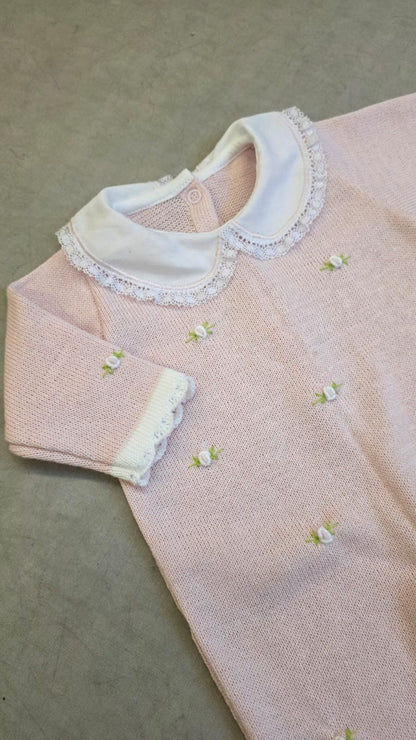 Macacão Bebê Menina Rosa Rococó Flores Buá