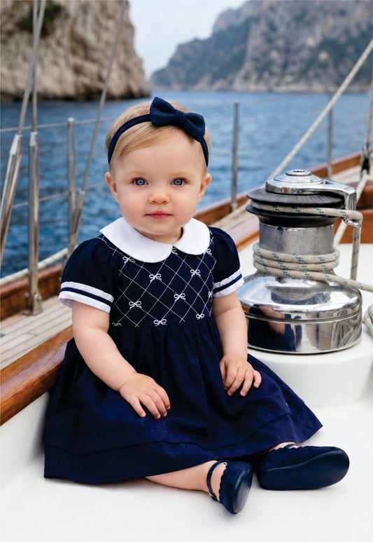 Vestido Bebê Marinho Tricoline Buá