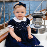 Vestido Bebê Marinho Tricolone Buá