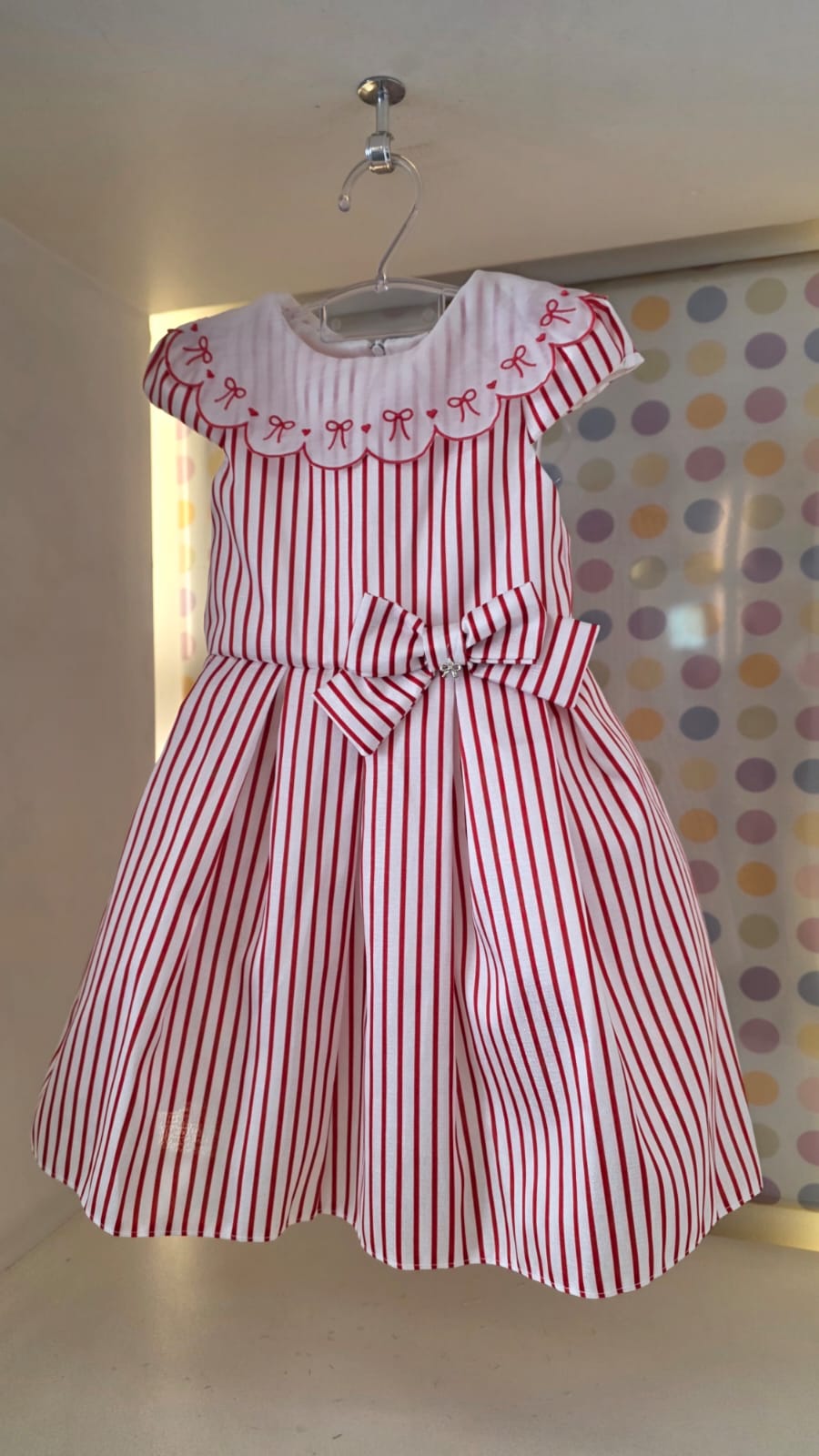 Vestido Infantil Vermelho Listrado Petit Cherie