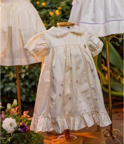 Vestido Infantil Creme Bordado Buá