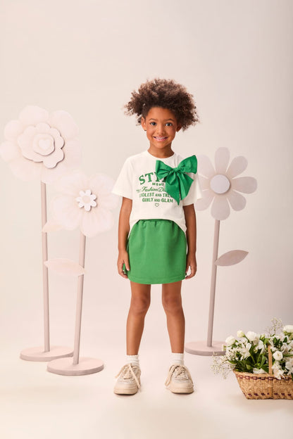 Conjunto Infantil Menina Verde Laço Momi