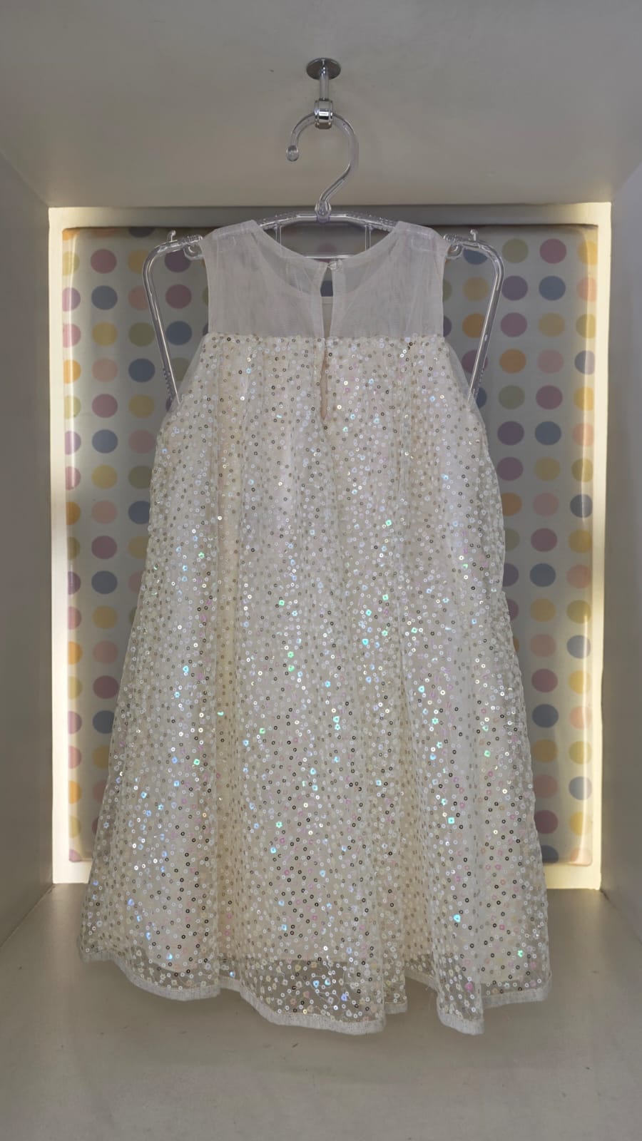 Vestido Infantil Creme Paetê Petit Cherie