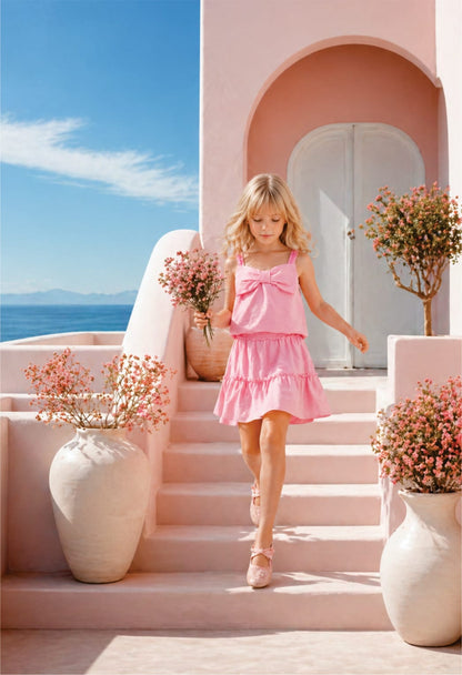 Conjunto Infantil Menina Rosa Laço Buá