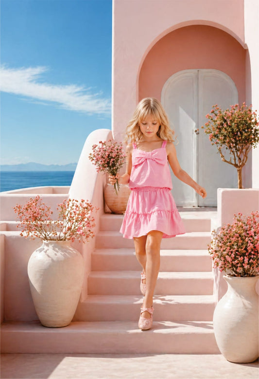Conjunto Infantil Menina Rosa Laço Buá