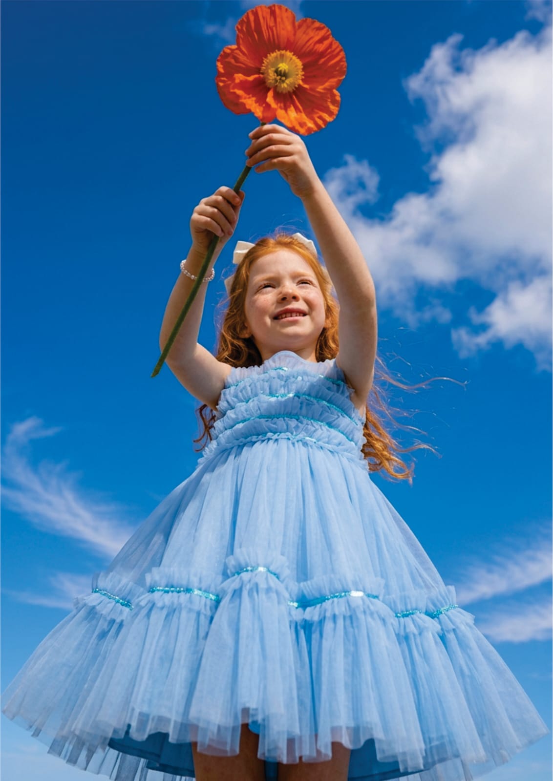 Vestido Infantil Azul Tule Paetês Buá