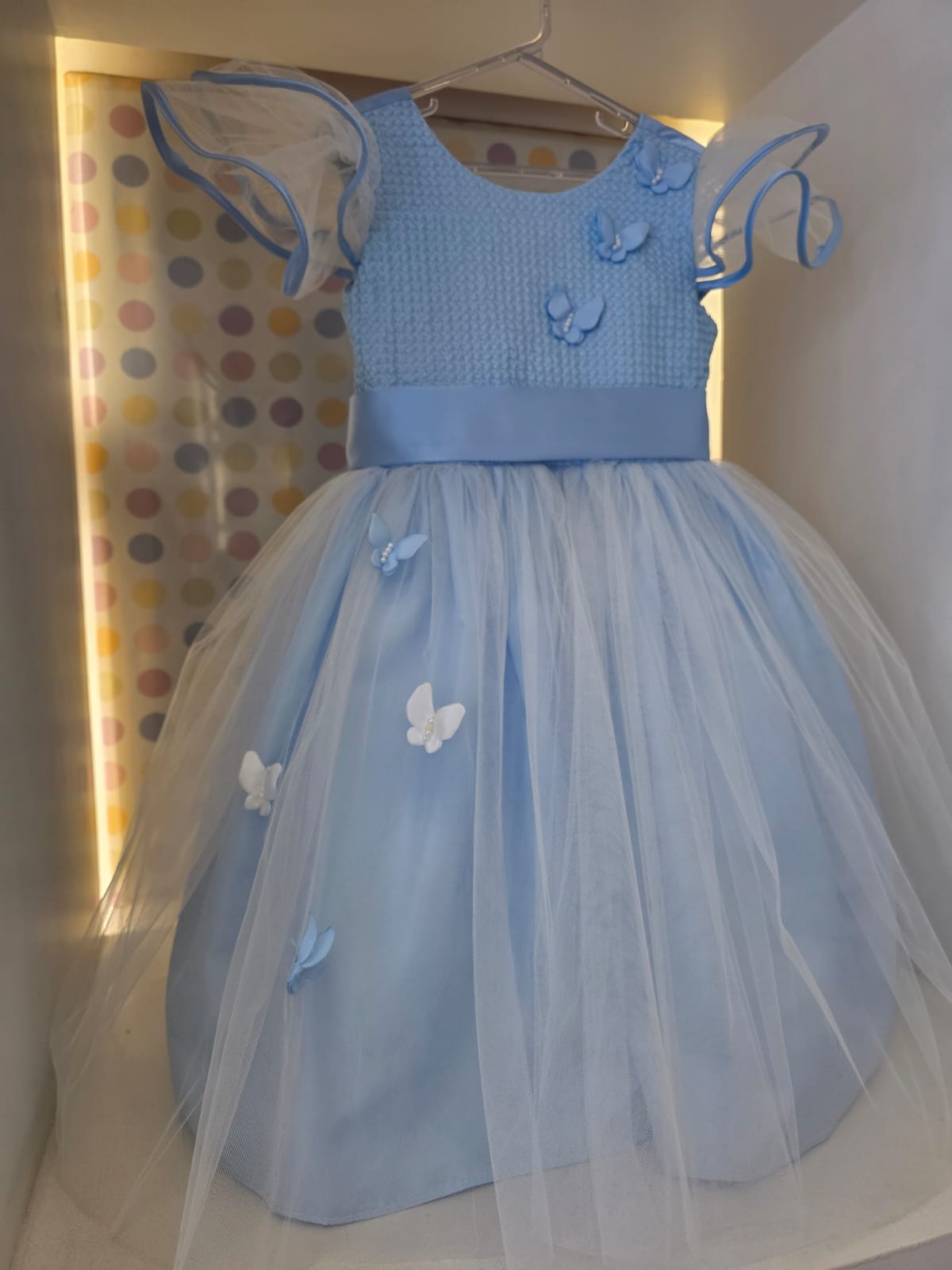 Vestido Infantil Azul Borboleta Buá
