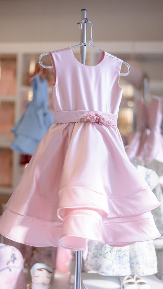 Vestido Infantil Saia Dupla Rosê Buá
