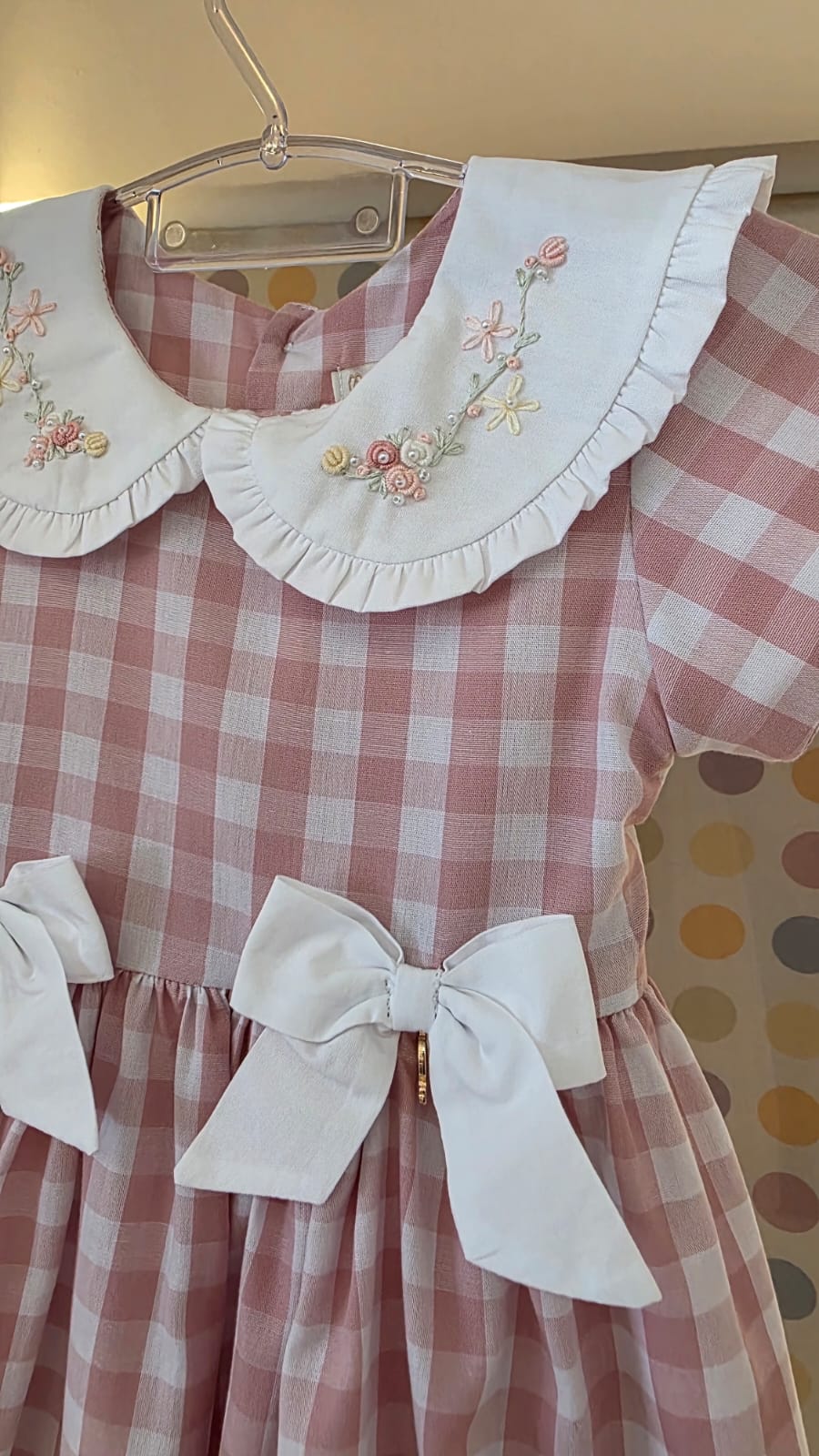 Vestido Bebê Xadrez Rosa Buá