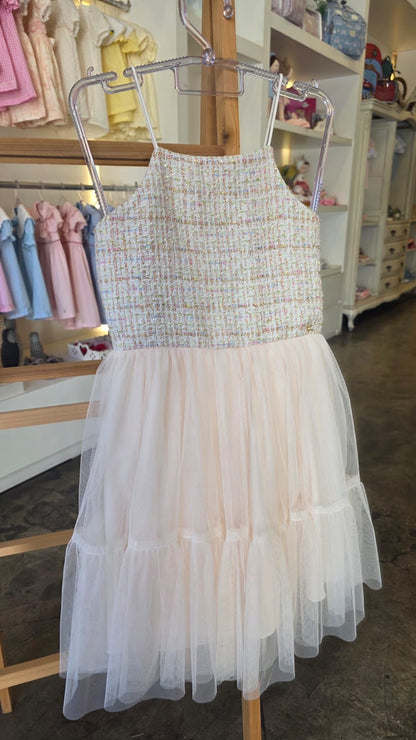 Vestido Infantil Creme Xadrez Petit Cherie