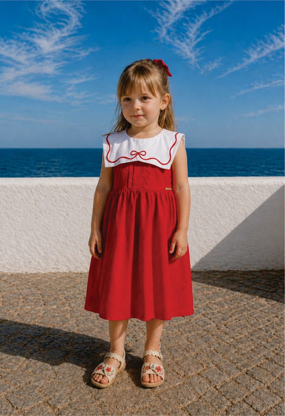 Vestido Infantil Vermelho Pála Laço Buá