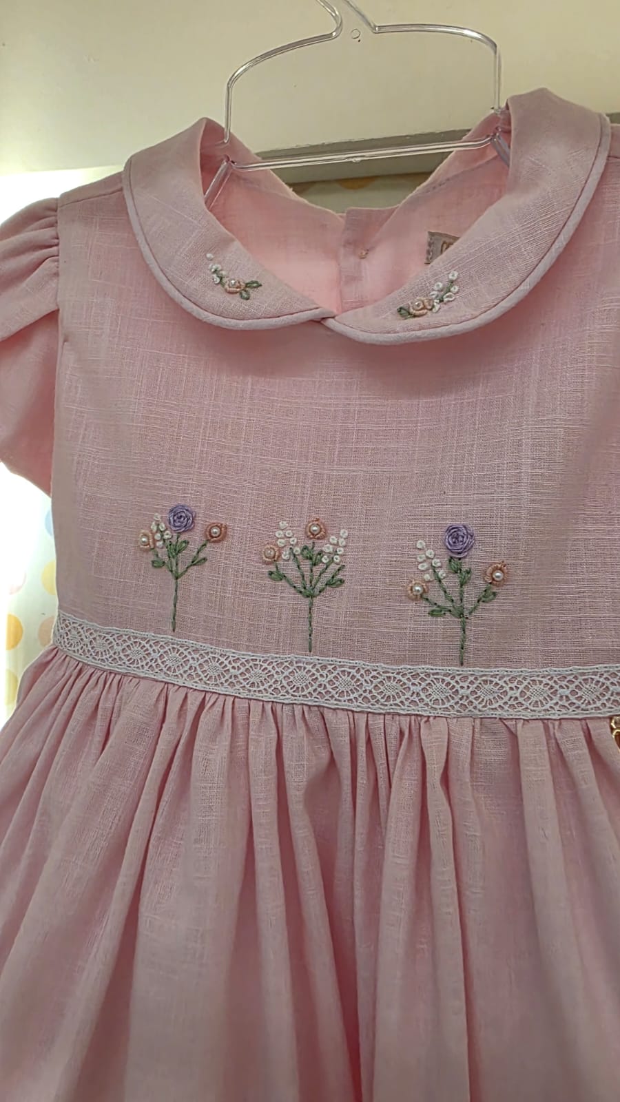Vestido Bebê Rosa Linho Buá
