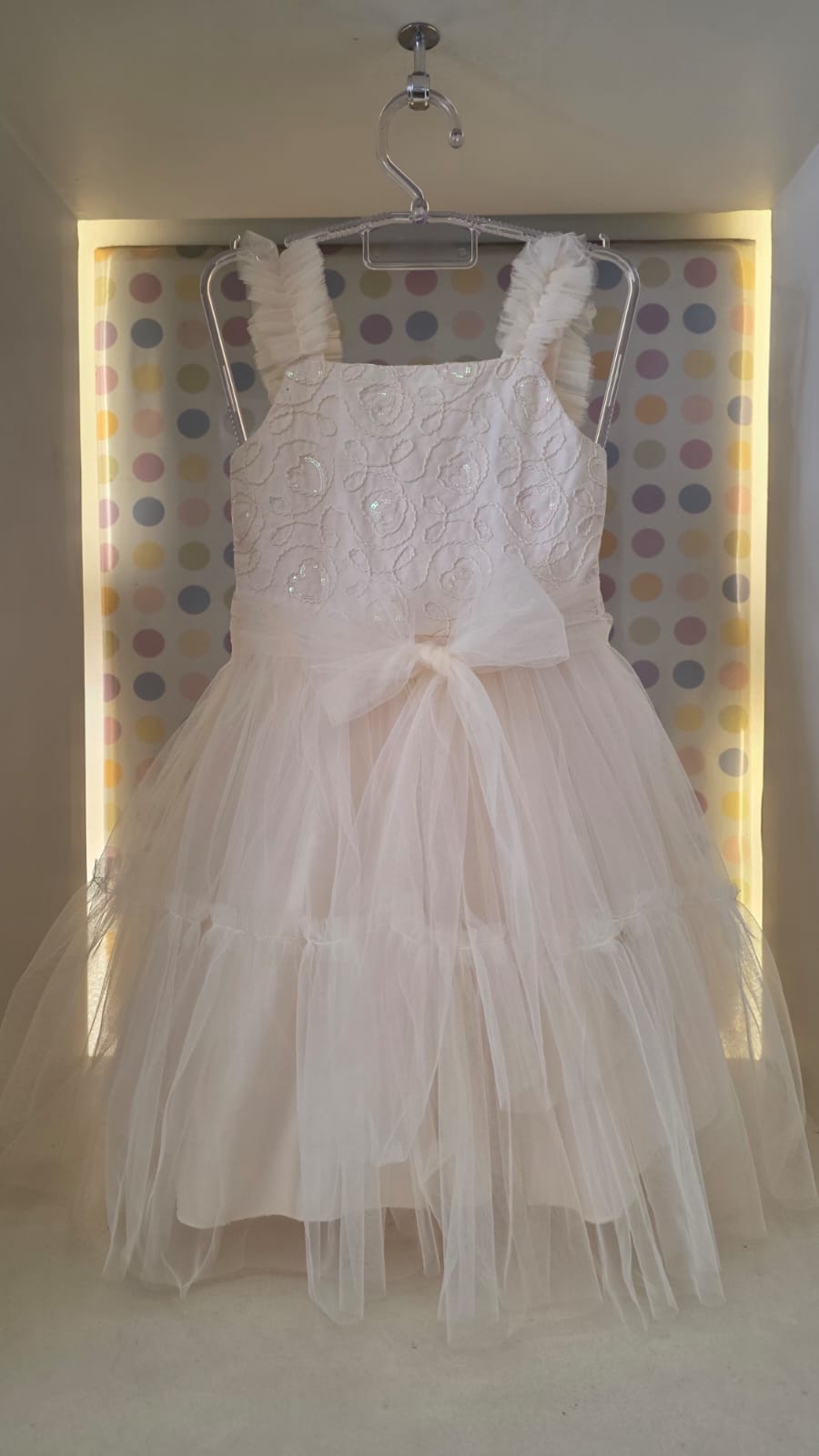 Vestido Infantil Bege Corações Petit Cherie