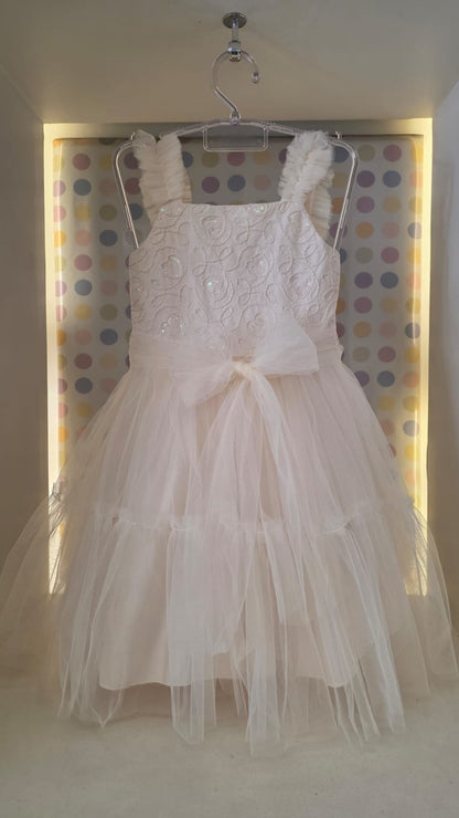 Vestido Infantil Bege Corações Petit Cherie
