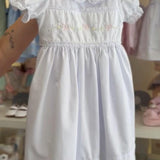 Vestido Infantil Branco Clássico Bordado Buá