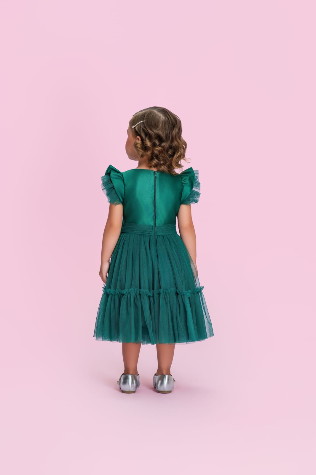 Vestido Infantil Verde Paetê Petit Cherie