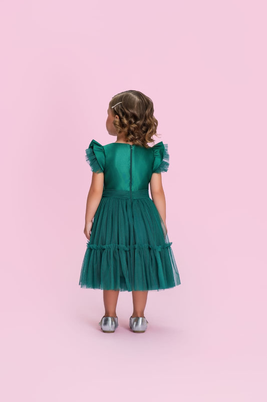 Vestido Infantil Verde Paetê Petit Cherie