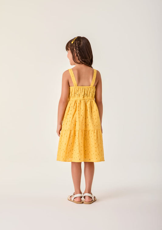 Vestido Infantil Menina Amarelo Laise Buá