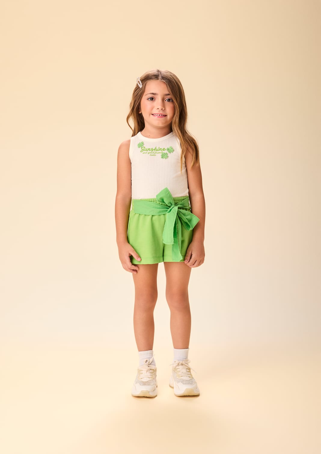 Conjunto Infantil Menina Verde Laço Momi