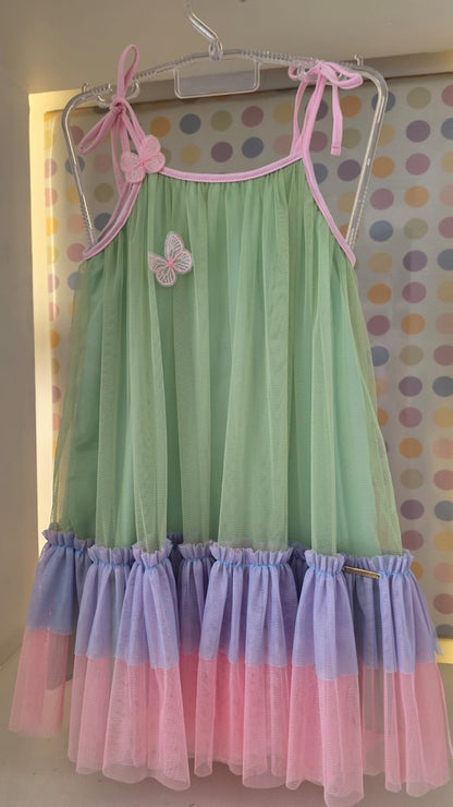 Vestido Infantil Verde Alça Buá