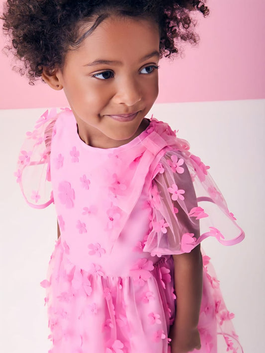 Vestido Infantil Flores 3D Momi