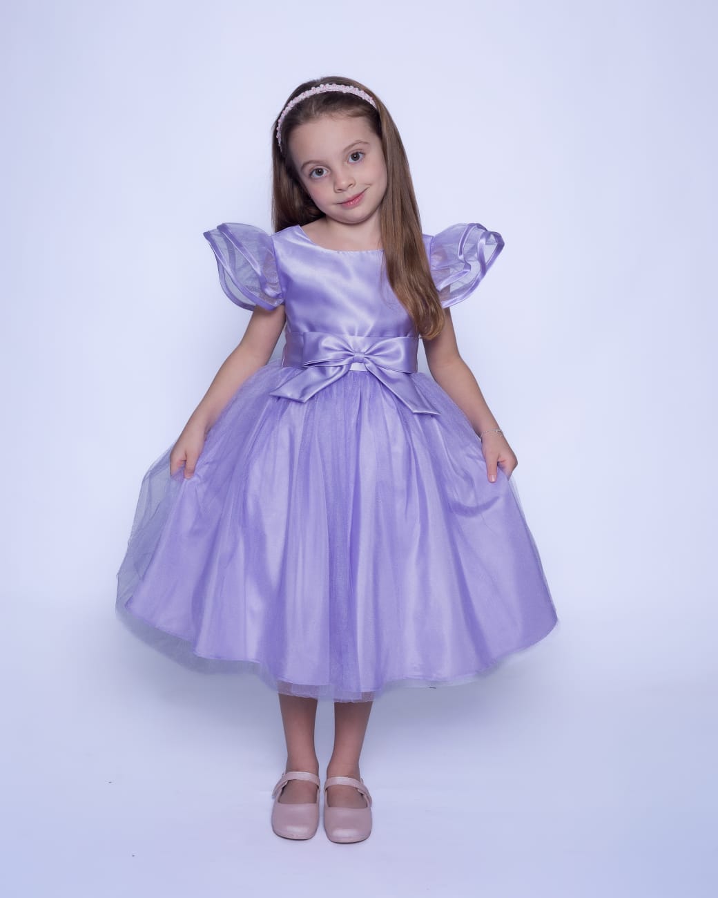 Vestido Infantil Festa Lilás Laço Buá