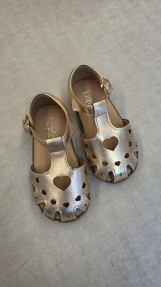Sandália Infantil Dourada Coração Buá