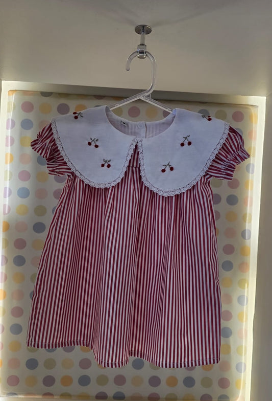Vestido Bebê Listrado Cerejinha Buá