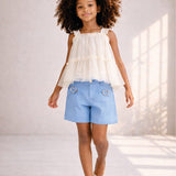 Conjunto Infantil Menina Azul Linho Buá
