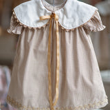 Vestido Bebê Bege Xadrez Buá