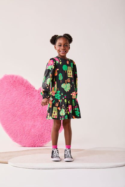 Vestido Infantil Preto Fazendinha Buá