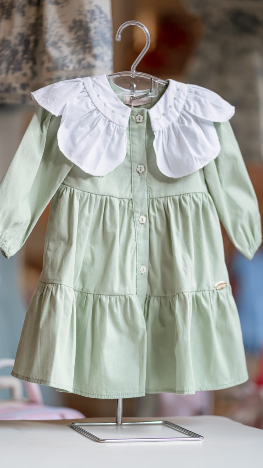 Vestido Verde Gola Flor Buá