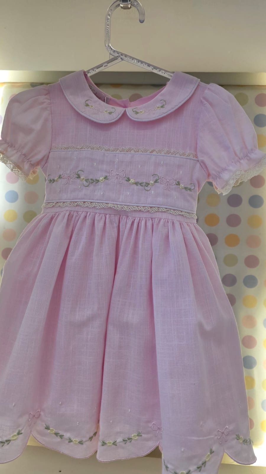 Vestido Bebê Rosa Bordado Buá