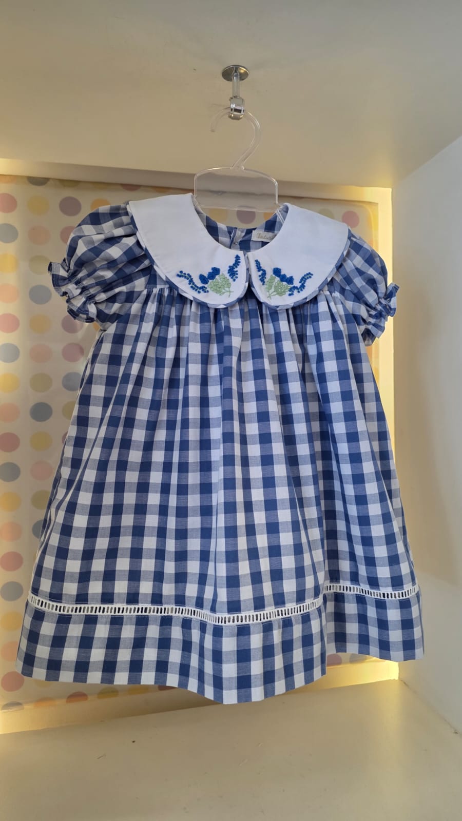 Vestido Bebê Xadrez Azul Buá