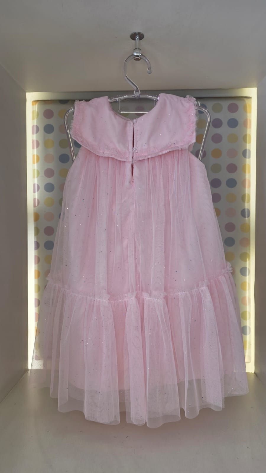 Vestido Infantil Rosa Gola Laço Petit Cherie