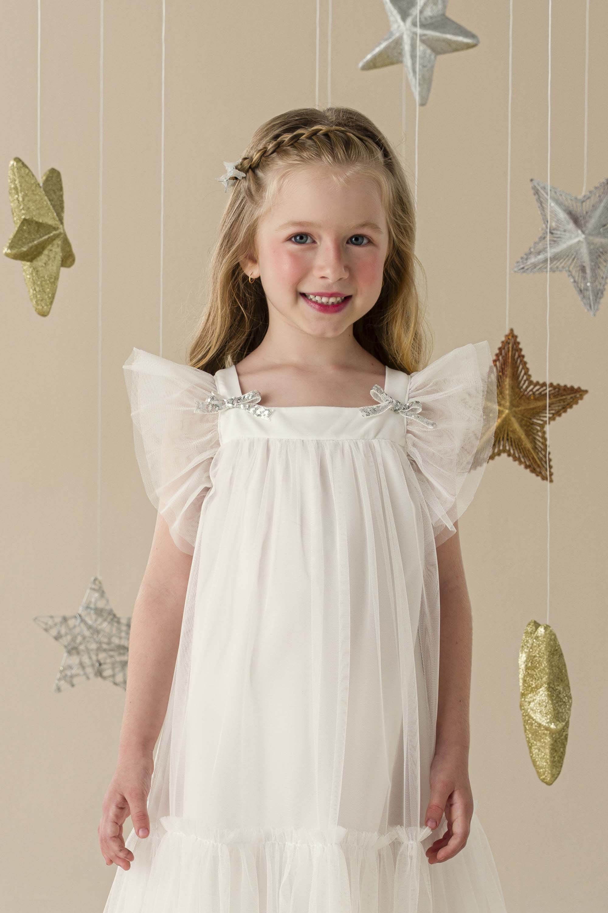 Vestido Infantil Tule com Laço Mon Sucré