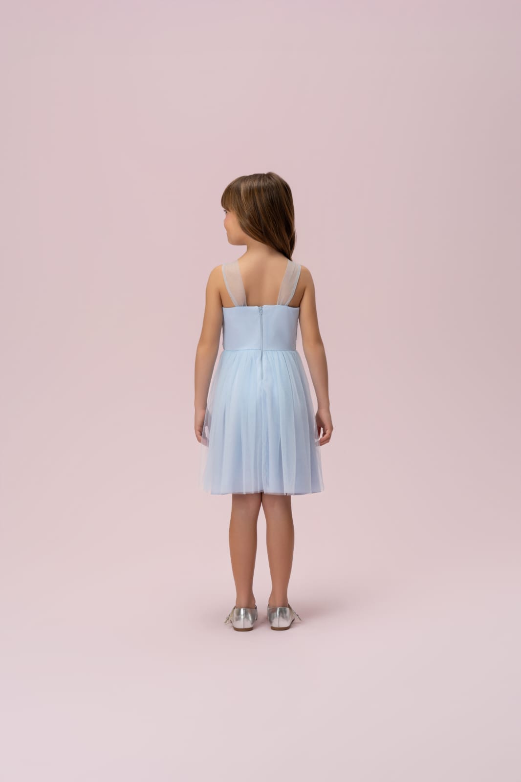 Vestido Infantil Azul Paetê Petit Cherie