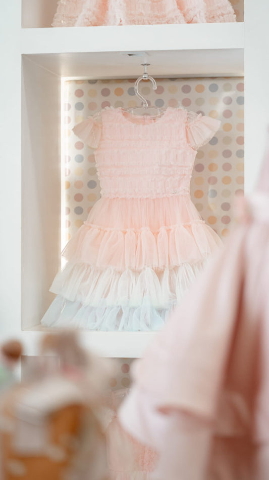 Vestido Infantil Camadas Babados Color Petit Cherie